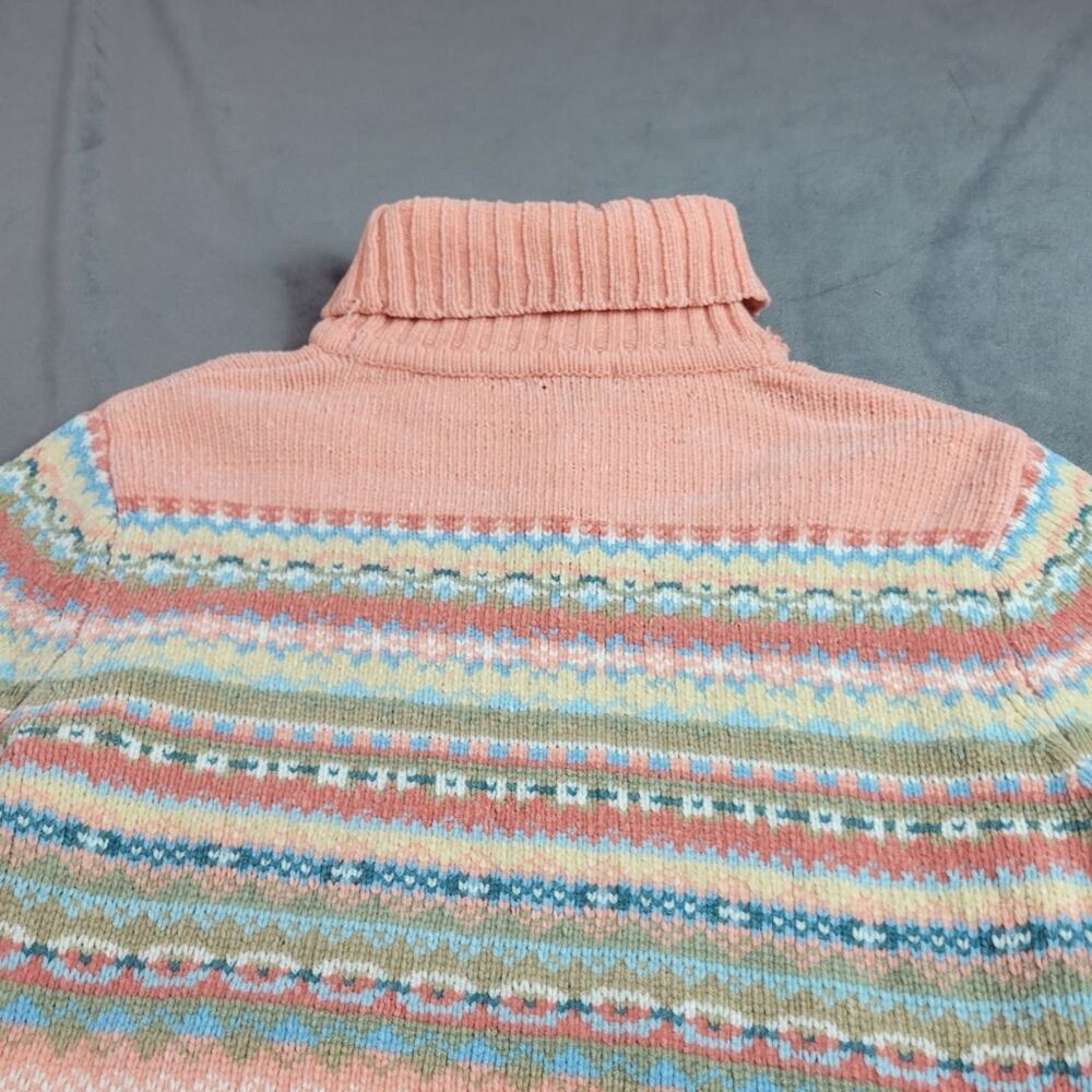 Carolyn Taylor Turtleneck Sweater Womens Size Medium Pale Pink Stripe Fair Isle - Picture 9 of 12